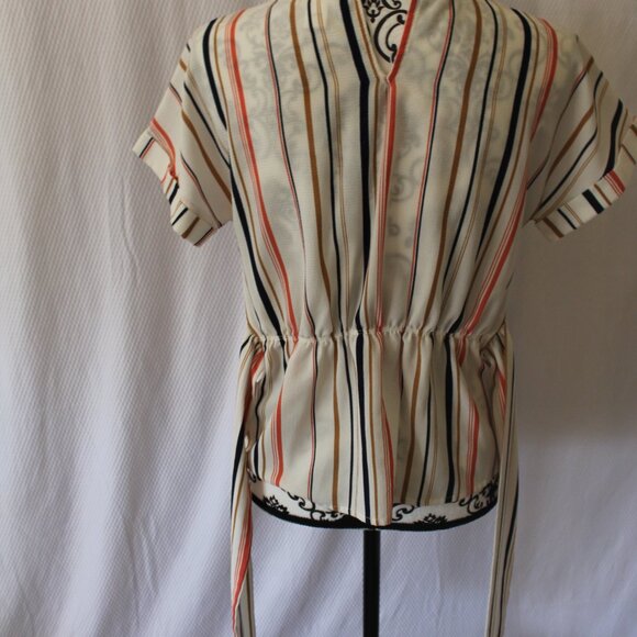 Monteau Blouse Striped Tie Back Classic Size Small Pre-Loved Good Condition - Picture 11 of 14